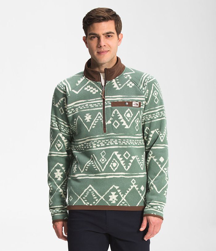 The North Face Pullover Heren Printed Gordon Lyons ¼ Rits AREU87364 - Groen